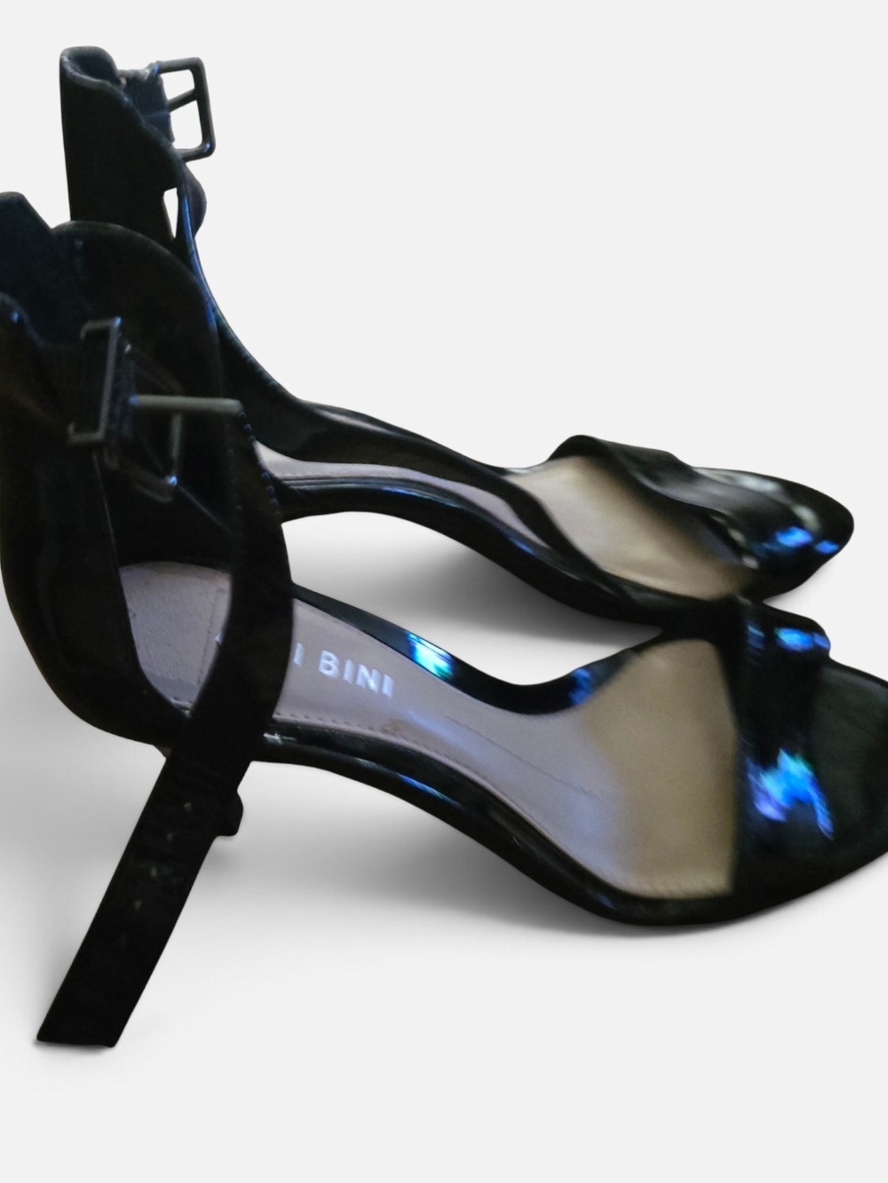 Gianni Bini Black Patent Ankle-Strap Heels
